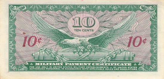 USA MPC Series 641 p.M58 10 Cents 1965 XF